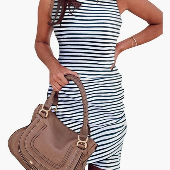 NWOT Navy & White Stripe Dress Sz L - Picture 16 of 16